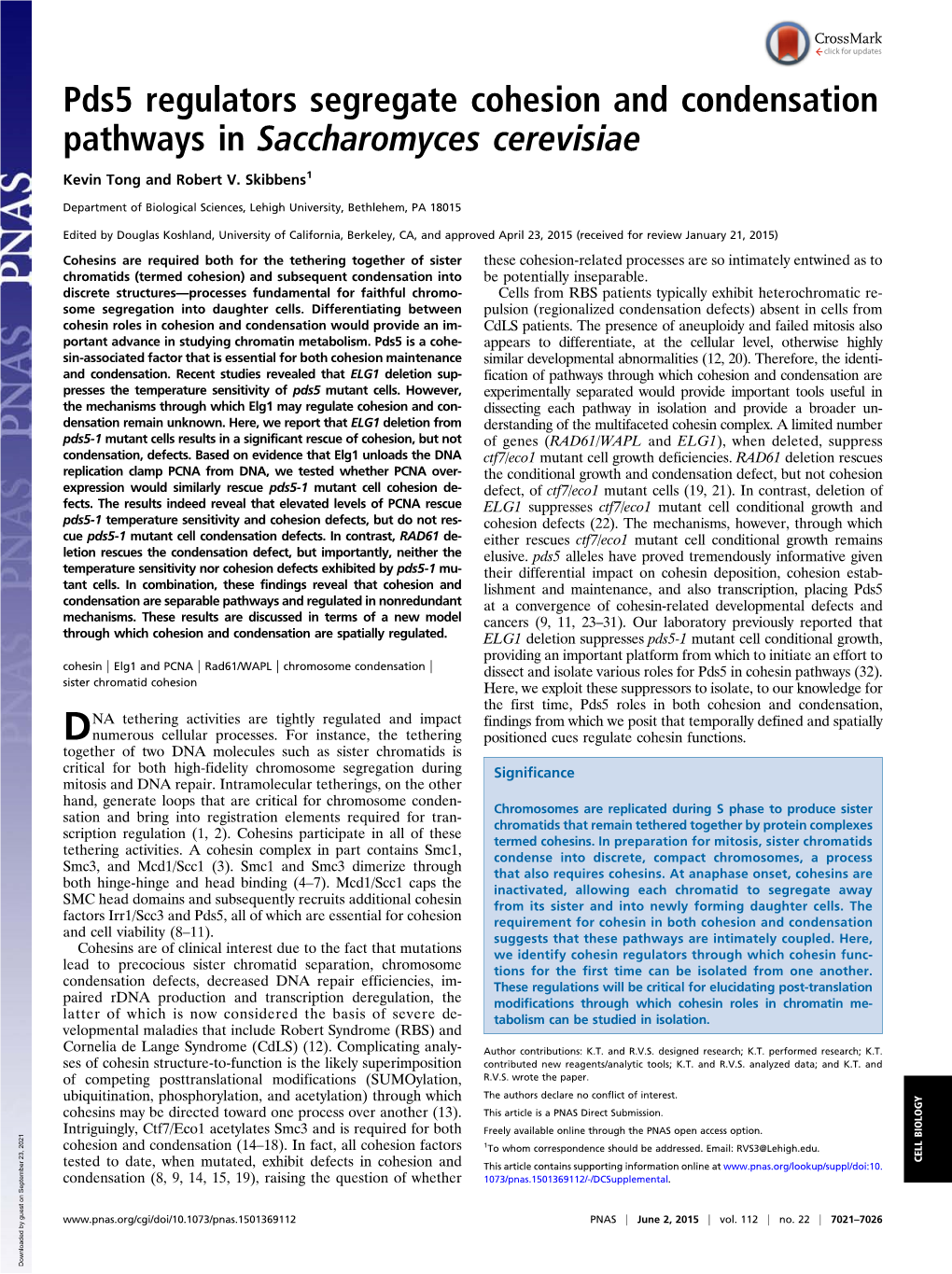 Pds5 Regulators Segregate Cohesion and Condensation Pathways in Saccharomyces Cerevisiae