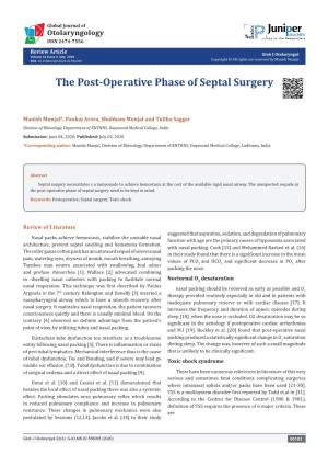 The Post-Operative Phase of Septal Surgery