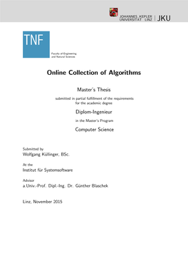 Online Collection of Algorithms