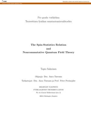 The Spin-Statistics Relation and Noncommutative Quantum Field Theory