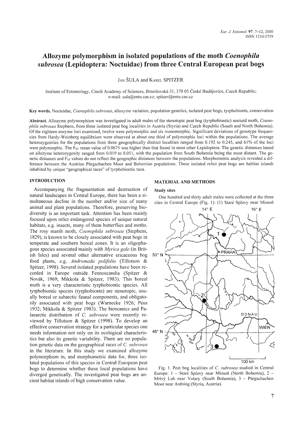 Allozyme Polymorphism in Isolated Populations of the Moth Coenophila