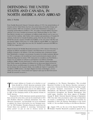 Defending the United States and Canada, in North America and Abroad