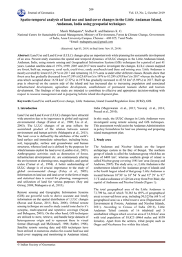 Spatio-Temporal Analysis of Land Use and Land Cover Changes in the Little Andaman Island, Andaman, India Using Geospatial Techniques