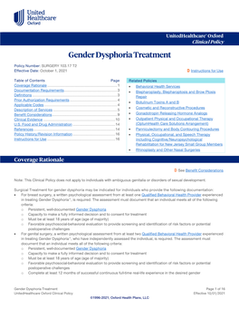 Gender Dysphoria Treatment – Oxford Clinical Policy