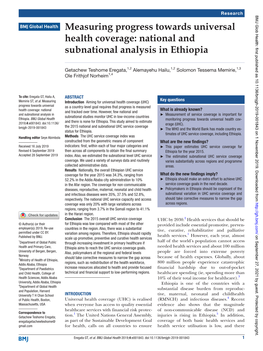 Measuring Progress Towards Universal Health Coverage: National and Subnational Analysis in Ethiopia