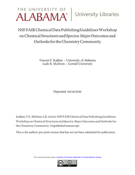 NSF FAIR Chemical Data Publishing Guidelines Workshop on Chemical Structures and Spectra: Major Outcomes and Outlooks for the Chemistry Community