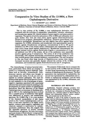 Comparative in Vitro Studies of Ro 13-9904, a New Cephalosporin Derivative T