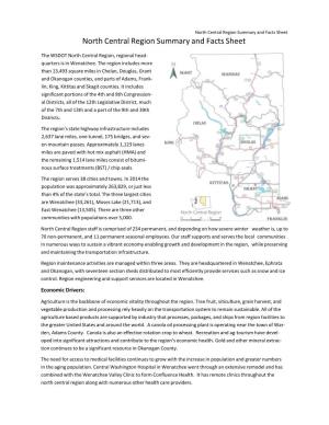North Central Region Summary and Facts Sheet North Central Region Summary and Facts Sheet