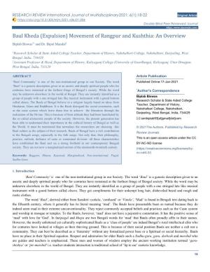 Baul Kheda (Expulsion) Movement of Rangpur and Kushthia: an Overview