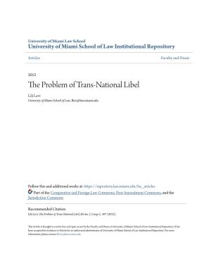 The Problem of Trans-National Libel, 60 Am