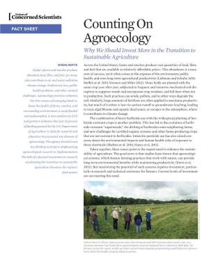 Counting on Agroecology Why We Should Invest More in the Transition to Sustainable Agriculture