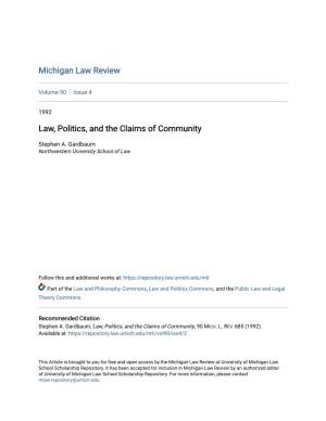 Law, Politics, and the Claims of Community