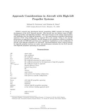 Approach Considerations in Aircraft with High-Lift Propeller Systems
