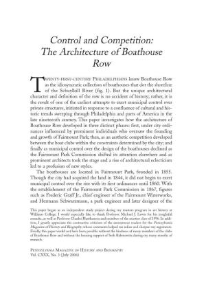 Control and Competition: the Architecture of Boathouse Row