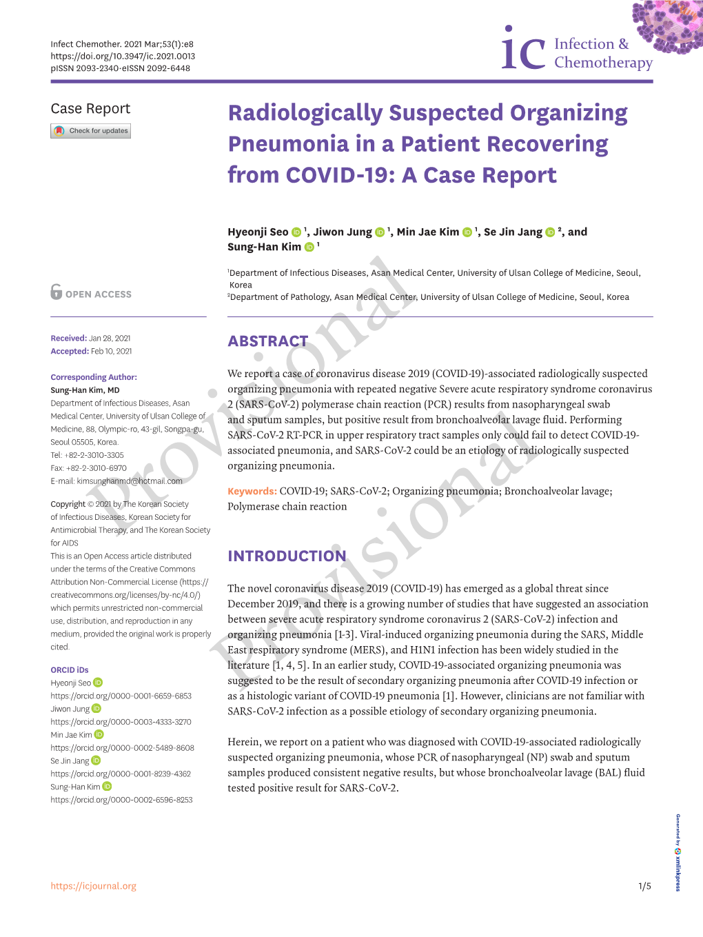 Radiologically Suspected Organizing Pneumonia in a Patient Recovering from COVID-19: a Case Report