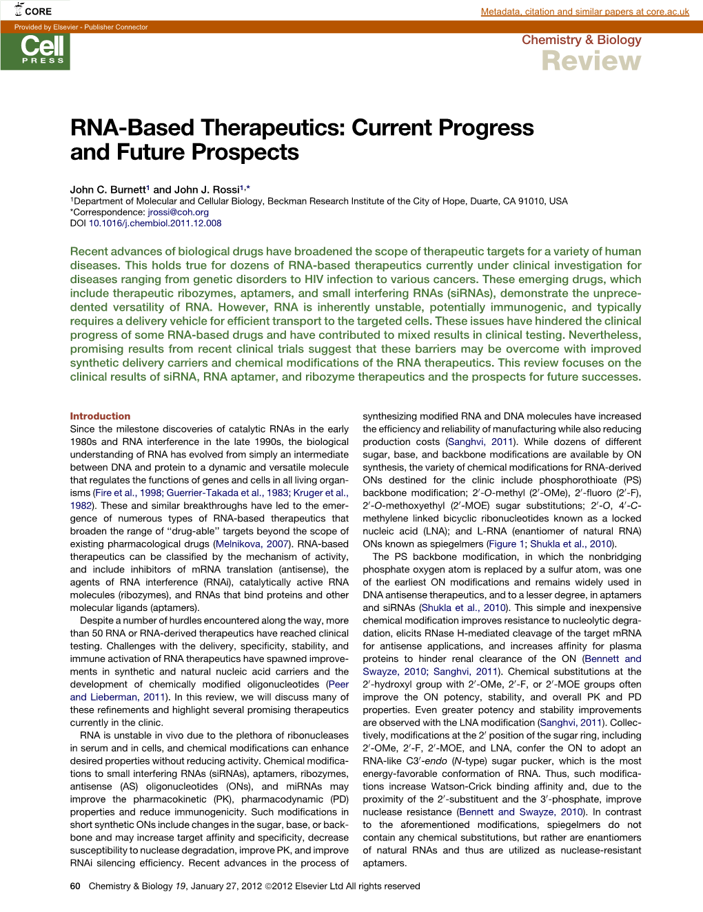 RNA-Based Therapeutics: Current Progress and Future Prospects