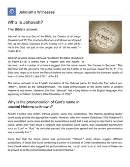 Who Is Jehovah? | Bible Questions