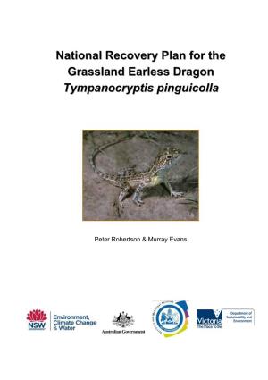National Recovery Plan for the Grassland Earless Dragon Tympanocryptis Pinguicolla