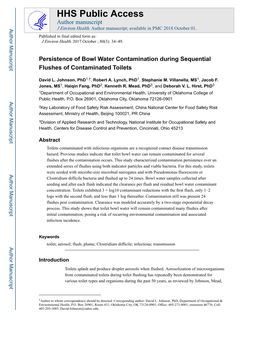 Persistence of Bowl Water Contamination During Sequential Flushes of Contaminated Toilets