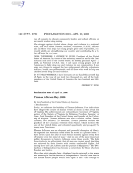 120 Stat. 3790 Proclamation 8001—Apr. 13, 2006