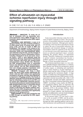Effect of Ulinastatin on Myocardial Ischemia Reperfusion Injury Through ERK Signaling Pathway