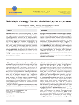 Well-Being in Schizotypy: the Effect of Subclinical Psychotic Experiences