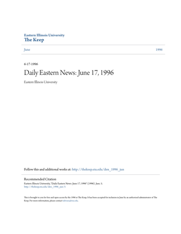 Daily Eastern News: June 17, 1996 Eastern Illinois University