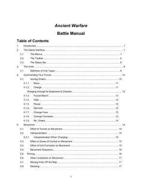 Ancient Warfare Battle Manual Table of Contents 1