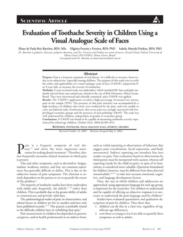 Evaluation of Toothache Severity in Children Using a Visual Analogue
