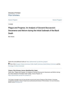 Plague and Progress: an Analysis of Giovanni Boccaccioâ•Žs