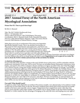 2017 Annual Foray of the North American Mycological Association Primer Part III