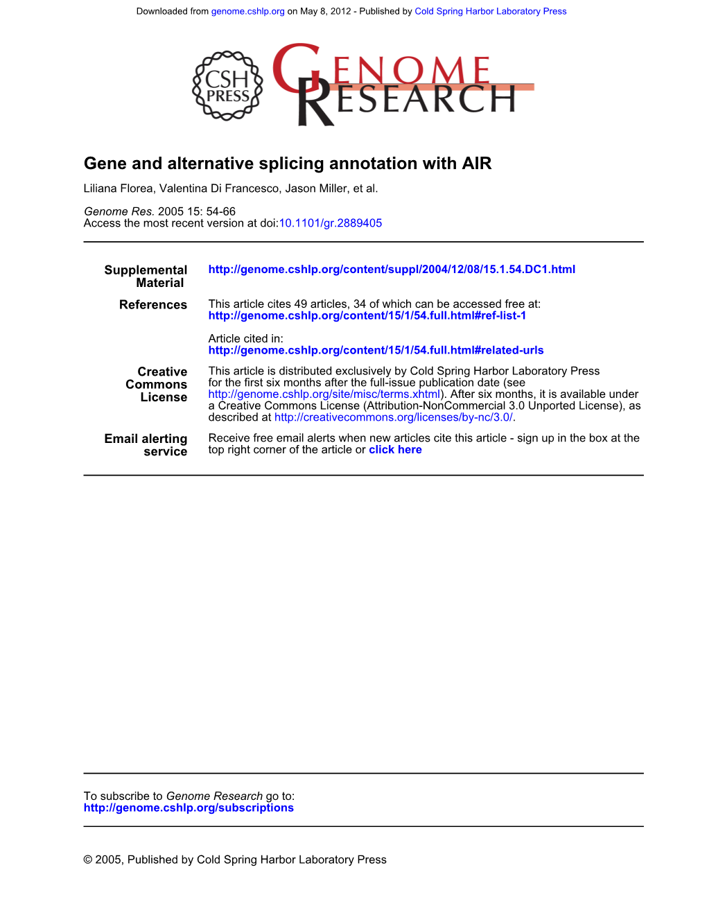 Gene and Alternative Splicing Annotation with AIR