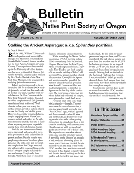 Bulletin of the Native Plant Society of Oregon Dedicated to the Enjoyment, Conservation and Study of Oregon’S Native Plants and Habitats