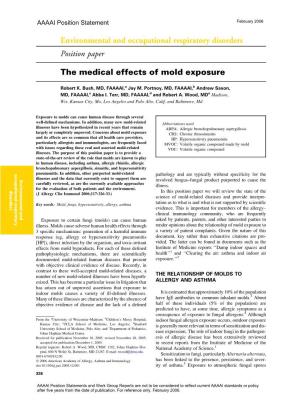 The Medical Effects of Mold Exposure