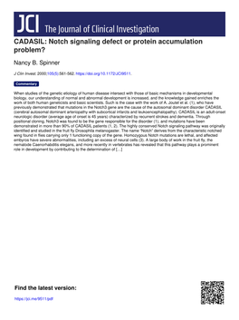 CADASIL: Notch Signaling Defect Or Protein Accumulation Problem?
