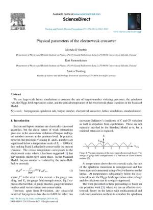 Physical Parameters of the Electroweak Crossover