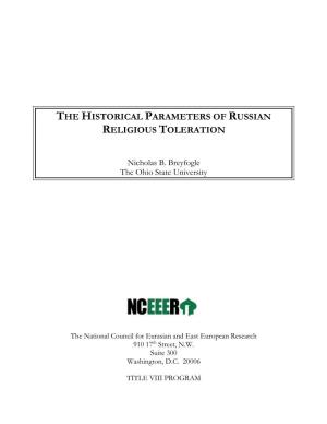 The Historical Parameters of Russian Religious Toleration