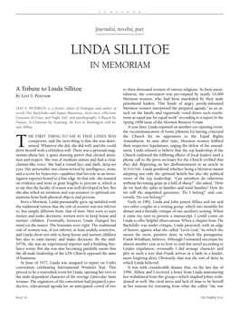 Linda Sillitoe in Memoriam