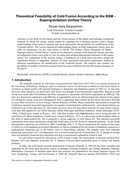 Theoretical Feasibility of Cold Fusion According to the BSM - Supergravitation Unified Theory