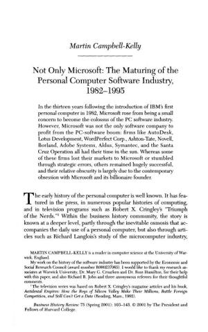 “Not Only Microsoft: the Maturing of the Personal Computer Software
