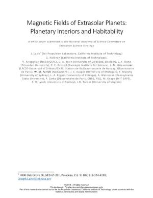 Magnetic Fields of Extrasolar Planets: Planetary Interiors and Habitability