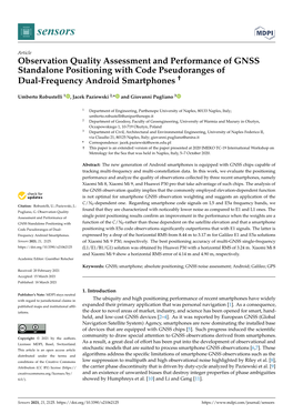 Observation Quality Assessment and Performance of GNSS Standalone Positioning with Code Pseudoranges of Dual-Frequency Android Smartphones †