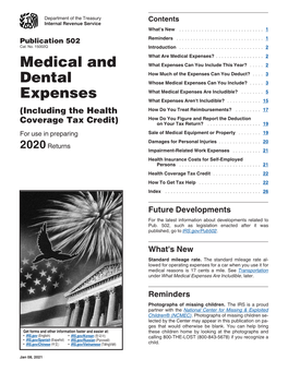 Publication 502: Medical and Dental Expenses (Including the Health Coverage Tax Credit)