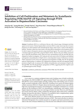 Inhibition of Cell Proliferation and Metastasis by Scutellarein Regulating PI3K/Akt/NF-Κb Signaling Through PTEN Activation in Hepatocellular Carcinoma