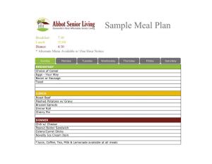 Sample Meal Plan