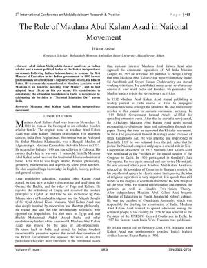 The Role of Maulana Abul Kalam Azad in National Movement
