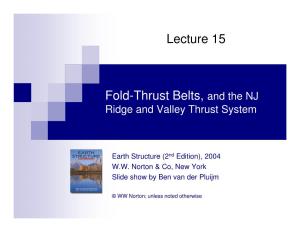 Fold-Thrust Belts, and the NJ Ridge and Valley Thrust System