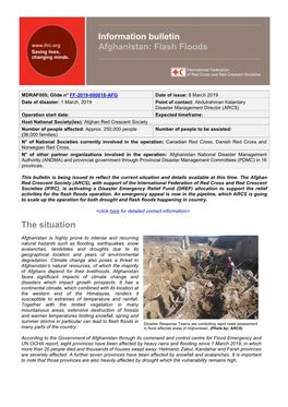 The Situation Information Bulletin Afghanistan: Flash Floods