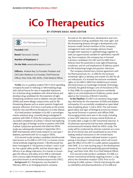 Ico Therapeutics by STEPHEN DAILY, NEWS EDITOR