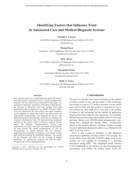 Identifying Factors That Influence Trust in Automated Cars and Medical Diagnosis Systems